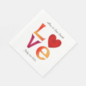 Aangepaste liefde vierkante bruiloft datum viering servet (Hoek)