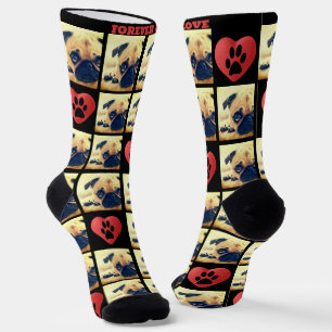 Aangepaste liefdesfoto collage houdt van mijn huis sokken