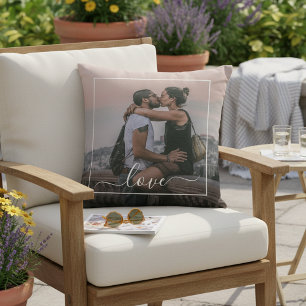 Aangepaste Liefhebbers Foto En Eenvoudige Liefdesc Buitenkussen