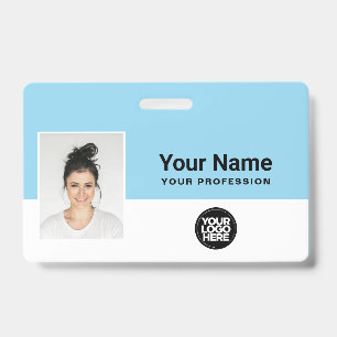 Aangepaste Light Blue Employee Logo Name ID Lanyar Badge
