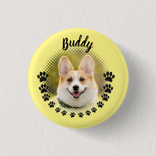 Aangepaste Lijst Dog Portrait Naam Ronde Button 3,2 Cm