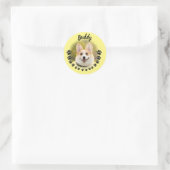 Aangepaste Lijst Dog Portrait Naam Ronde Sticker (Tas)