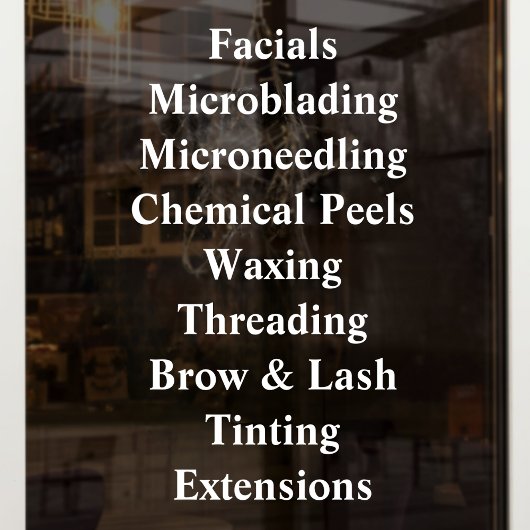 Aangepaste lijst met bedrijfsdiensten Basis Salon  Raamsticker