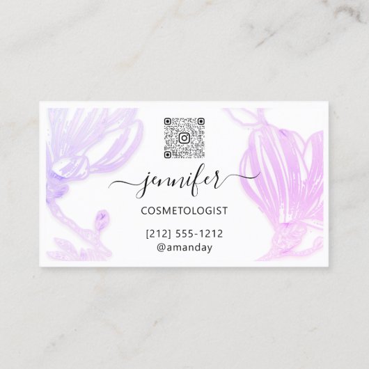 Aangepaste Lijst QR Code Aangepast Logo Roze Wit Visitekaartje (Achterkant)