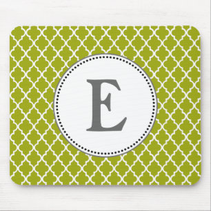 Aangepaste lime quatrefoil initiaal personaliseren muismat