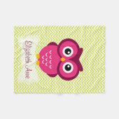 Aangepaste Limoen Chevron Pink Owl Fleece Deken (Voorkant (Horizontaal))