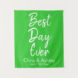 Aangepaste limoen groene bruiloft achtergrond best wandkleed