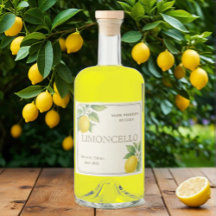 Aangepaste Limoncello Label met Waterverf Citroene