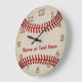 Aangepaste Linen look Baseball Clocks JOUW TEKST Grote Klok (Hoek)