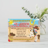 Aangepaste Little Cowboy verjaardagsuitnodiging Kaart (Staand voorkant)