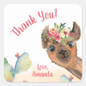 Aangepaste Llama Vierkante Sticker (Voorkant)