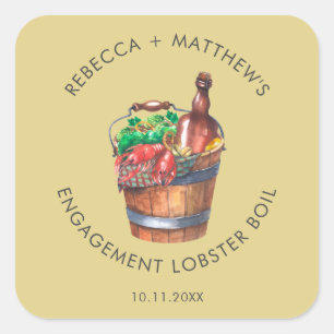 Aangepaste Lobster Boil Verloving Feest Vierkante Sticker
