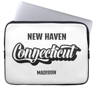 Aangepaste locatie & naam Connecticut Laptop Sleeve