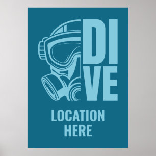 Aangepaste locatie Scuba Diving Poster