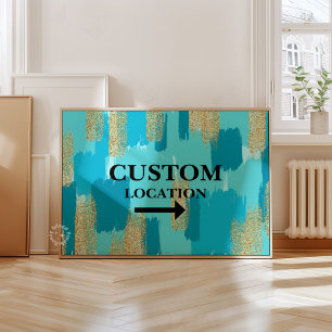 Aangepaste Locatie Teken Preppy Dorm Decor Blauwgr Poster