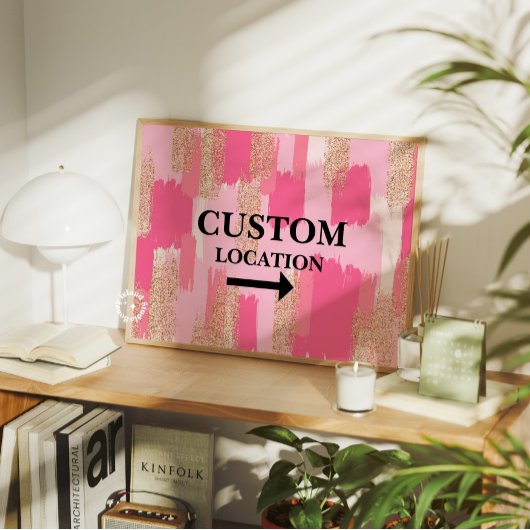 Aangepaste Locatie Teken Preppy Dorm Decor Roze Poster