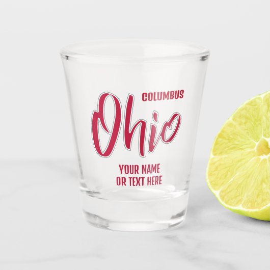 Aangepaste locatie & tekst Ohio Shot Glas (Voorkant)