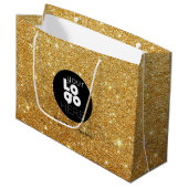 Aangepaste Logo 14k Gold Glitter XL Papieren boods Groot Cadeauzakje (Voorkant Gekanteld)