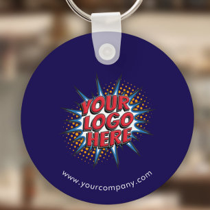 Aangepaste Logo, Aangepaste tekst, blauw Sleutelhanger