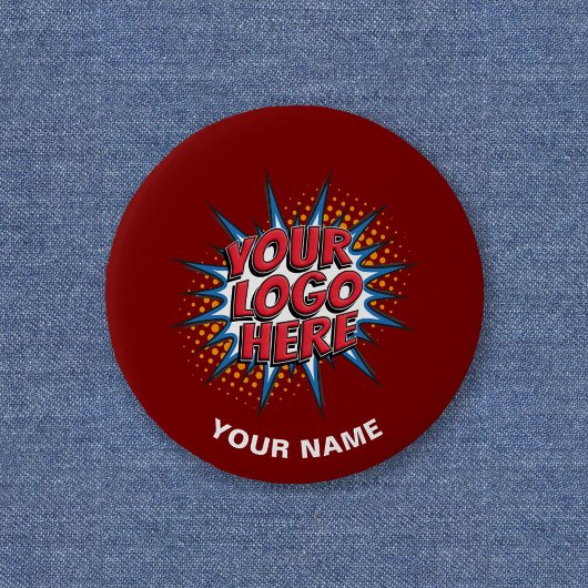 Aangepaste Logo, Aangepaste tekst, Rode naam Ronde Button 5,7 Cm