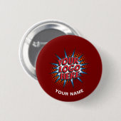 Aangepaste Logo, Aangepaste tekst, Rode naam Ronde Button 5,7 Cm (Voorkant /achterkant)