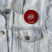 Aangepaste Logo, Aangepaste tekst, Rode naam Ronde Button 5,7 Cm (In situ)