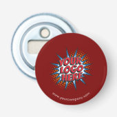Aangepaste Logo, aangepaste tekst, rood Button Flesopener (Voorkant)