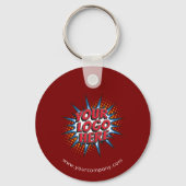 Aangepaste Logo, aangepaste tekst, rood Sleutelhanger (Voorkant)