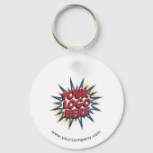 Aangepaste Logo, Aangepaste tekst, Wit Sleutelhanger (Voorkant)