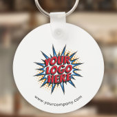 Aangepaste Logo, Aangepaste tekst, Wit Sleutelhanger