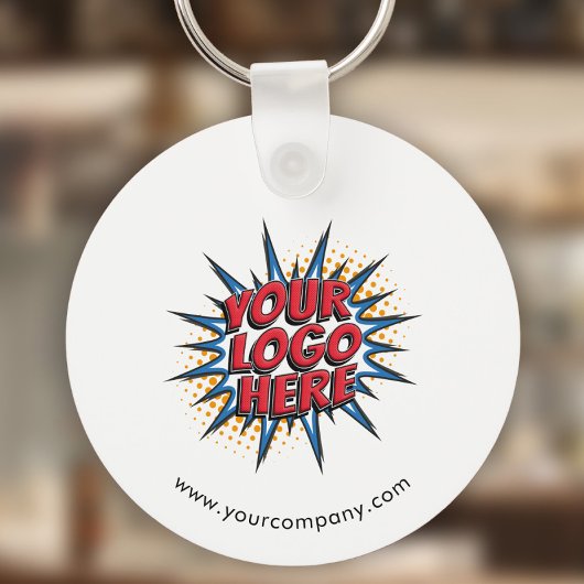 Aangepaste Logo, Aangepaste tekst, Wit Sleutelhanger