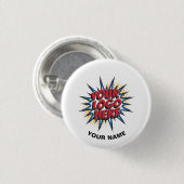 Aangepaste Logo, Aangepaste tekst, Witte werknemer Ronde Button 3,2 Cm (Voorkant /achterkant)