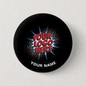 Aangepaste Logo, Aangepaste tekst, Zwarte naam Ronde Button 5,7 Cm (Voorkant)