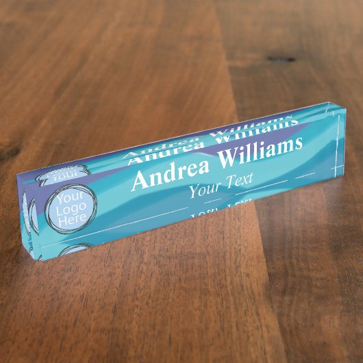 Aangepaste Logo Abstracte Waterverf Strepen Naambordje (Zijkant)