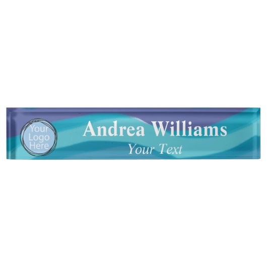 Aangepaste Logo Abstracte Waterverf Strepen Naambordje (Voorkant)