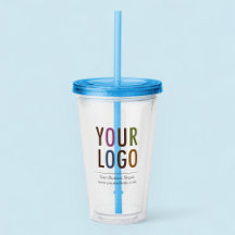 Aangepaste Logo Acryl Tumbler met Rietje Geen Mini