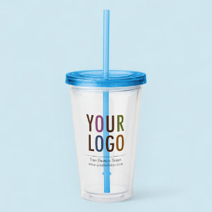Aangepaste Logo Acrylknollen met stro Geen minimum Acryl Drinkbeker