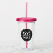 Aangepaste Logo Acryltumbler met stro Acryl Drinkbeker (Voorkant)