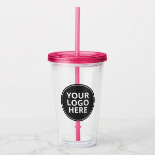 Aangepaste Logo Acryltumbler met stro Acryl Drinkbeker