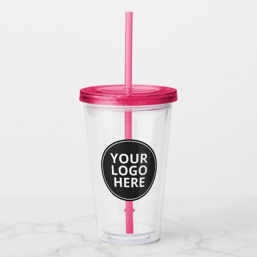 Aangepaste Logo Acryltumbler met stro Acryl Drinkbeker (Voorkant)