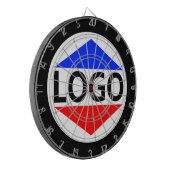Aangepaste Logo Afbeelding met Rond Zwart Lijst Dartbord (Voorkant Links)