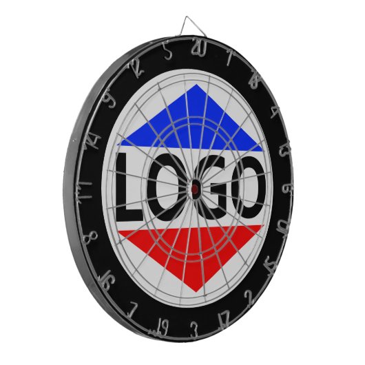 Aangepaste Logo Afbeelding met Rond Zwart Lijst Dartbord (Voorkant Links)