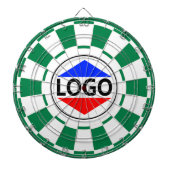 Aangepaste Logo Afbeelding op groen & wit Dartbord (Voorkant)