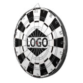 Aangepaste Logo Afbeelding op zwart-wit Dartbord (Voorkant Rechts)