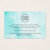 Aangepaste logo aqua blauwe waterverf dank u invoe visitekaartje (Achterkant)