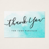 Aangepaste logo aqua blauwe waterverf dank u invoe visitekaartje (Voorkant)