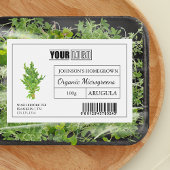 Aangepaste Logo & Barcode Arugula Microgreens Voedselcontainer Etiket