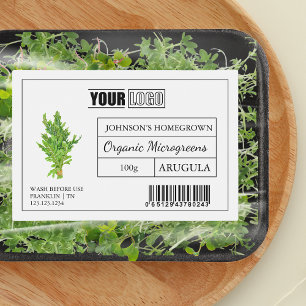 Aangepaste Logo & Barcode Arugula Microgreens Voedselcontainer Etiket