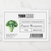 Aangepaste Logo & Barcode Broccoli Microgreens Voedselcontainer Etiket (Enkel label)