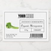 Aangepaste Logo & Barcode Selderij Microgreens Voedselcontainer Etiket (Enkel label)